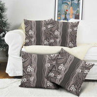 Hawaiian Art Flower Tribal with Lei Pillow Cover Palaka Pattern Grayscale - Polynesian Pride