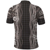 Hawaiian Art Flower Tribal with Lei Polo Shirt Palaka Pattern Grayscale LT03 - Polynesian Pride