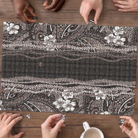 Hawaiian Art Flower Tribal with Lei Puzzle Palaka Pattern Grayscale LT03 - Polynesian Pride