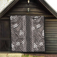 Hawaiian Art Flower Tribal with Lei Quilt Palaka Pattern Grayscale - Polynesian Pride