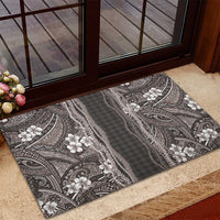 Hawaiian Art Flower Tribal with Lei Rubber Doormat Palaka Pattern Grayscale LT03 - Polynesian Pride