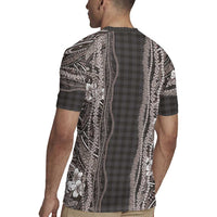 Hawaiian Art Flower Tribal with Lei Rugby Jersey Palaka Pattern Grayscale LT03 - Polynesian Pride