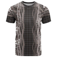 Hawaiian Art Flower Tribal with Lei T Shirt Palaka Pattern Grayscale LT03 Gray - Polynesian Pride