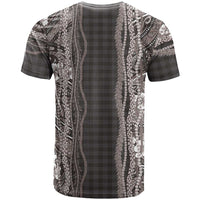 Hawaiian Art Flower Tribal with Lei T Shirt Palaka Pattern Grayscale - Polynesian Pride