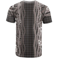 Hawaiian Art Flower Tribal with Lei T Shirt Palaka Pattern Grayscale LT03 - Polynesian Pride