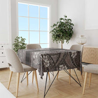 Hawaiian Art Flower Tribal with Lei Tablecloth Palaka Pattern Grayscale LT03 - Polynesian Pride