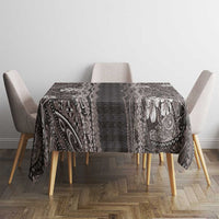 Hawaiian Art Flower Tribal with Lei Tablecloth Palaka Pattern Grayscale LT03 - Polynesian Pride