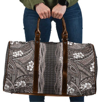Hawaiian Art Flower Tribal with Lei Travel Bag Palaka Pattern Grayscale - Polynesian Pride