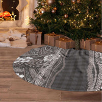 Hawaiian Art Flower Tribal with Lei Tree Skirt Palaka Pattern Grayscale LT03 - Polynesian Pride