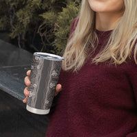 Hawaiian Art Flower Tribal with Lei Tumbler Cup Palaka Pattern Grayscale - Polynesian Pride