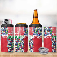 Hawaiian Floral Kakau Tropical Leaves-Sporty Style 4 in 1 Can Cooler Tumbler