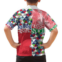 Hawaiian Floral Kakau Tropical Leaves-Sporty Style Kid Hawaiian Shirt