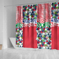 Hawaiian Floral Kakau Tropical Leaves-Sporty Style Shower Curtain