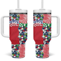 Hawaiian Floral Kakau Tropical Leaves-Sporty Style Tumbler With Handle LT03 One Size: 40 oz Art - Polynesian Pride