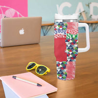Hawaiian Floral Kakau Tropical Leaves-Sporty Style Tumbler With Handle LT03 - Polynesian Pride