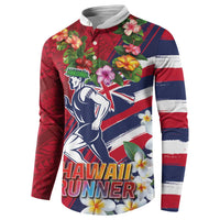 Hawaii Runner-Kakau Art with Lei and Plumeria Button Sweatshirt LT03 - Polynesian Pride