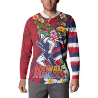 Hawaii Runner-Kakau Art with Lei and Plumeria Button Sweatshirt LT03 - Polynesian Pride