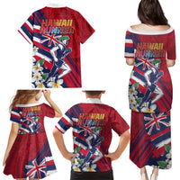 Hawaii Runner-Kakau Art with Lei and Plumeria Family Matching Puletasi and Hawaiian Shirt