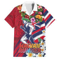 Hawaii Runner-Kakau Art with Lei and Plumeria Hawaiian Shirt LT03 Red-Blue - Polynesian Pride