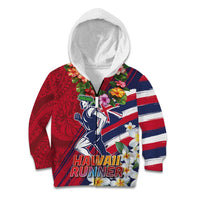 Hawaii Runner-Kakau Art with Lei and Plumeria Kid Hoodie