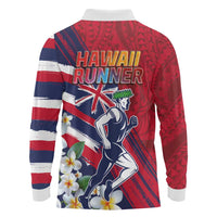 Hawaii Runner-Kakau Art with Lei and Plumeria Long Sleeve Polo Shirt LT03 - Polynesian Pride