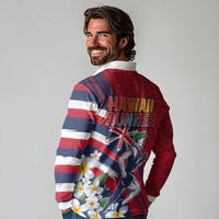 Hawaii Runner-Kakau Art with Lei and Plumeria Long Sleeve Polo Shirt LT03 - Polynesian Pride