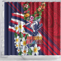 Hawaii Runner-Kakau Art with Lei and Plumeria Shower Curtain