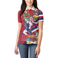 Hawaii Runner-Kakau Art with Lei and Plumeria Women Polo Shirt LT03 - Polynesian Pride