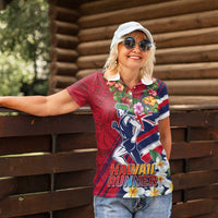 Hawaii Runner-Kakau Art with Lei and Plumeria Women Polo Shirt LT03 - Polynesian Pride