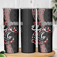 Aotearoa Toitu Te Tiriti Taniko Skinny Tumbler Maori Taniwha Haka - Honour the Treaty