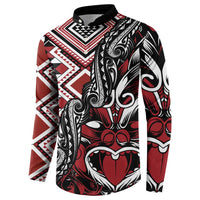 Aotearoa Maori Moko Art with Taniko Half Style Button Sweatshirt LT03 - Polynesian Pride