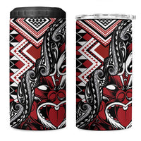 Aotearoa Maori Moko Art with Taniko Half Style 4 in 1 Can Cooler Tumbler LT03 One Size: 16 oz Black - Polynesian Pride
