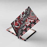 Aotearoa Maori Moko Art with Taniko Half Style Canvas Wall Art LT03 With Frame Black - Polynesian Pride