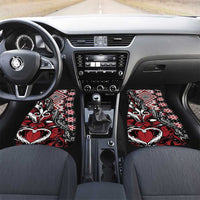 Aotearoa Maori Moko Art with Taniko Half Style Car Mats LT03 Set 2pcs - Front Black - Polynesian Pride