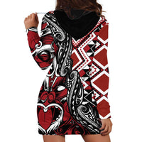 Aotearoa Maori Moko Art with Taniko Half Style Hoodie Dress LT03 - Polynesian Pride