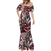 Aotearoa Maori Moko Art with Taniko Half Style Mermaid Dress