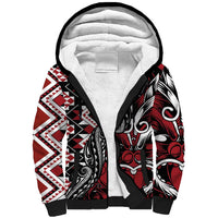 Aotearoa Maori Moko Art with Taniko Half Style Sherpa Hoodie LT03 Unisex Black - Polynesian Pride