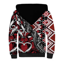 Aotearoa Maori Moko Art with Taniko Half Style Sherpa Hoodie LT03 - Polynesian Pride