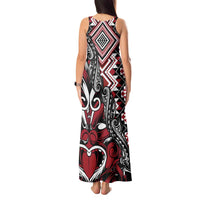Aotearoa Maori Moko Art with Taniko Half Style Tank Maxi Dress LT03 - Polynesian Pride