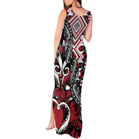 Aotearoa Maori Moko Art with Taniko Half Style Tank Maxi Dress LT03 - Polynesian Pride