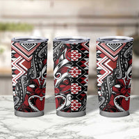 Aotearoa Maori Moko Art with Taniko Half Style Tumbler Cup LT03 - Polynesian Pride