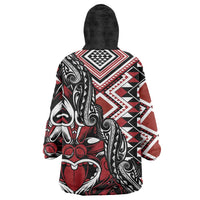 Aotearoa Maori Moko Art with Taniko Half Style Wearable Blanket Hoodie LT03 - Polynesian Pride