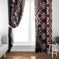 Aotearoa Maori Moko Art with Taniko Half Style Window Curtain LT03 - Polynesian Pride