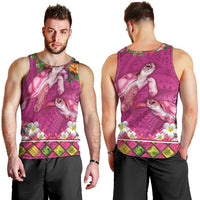 Hawaiian Lei Turtle and Plumeria Men Tank Top Polynerian Art Tattoo-Plum Pink Color LT03 - Polynesian Pride
