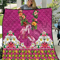 Hawaiian Lei Turtle and Plumeria Quilt Polynerian Art Tattoo-Plum Pink Color