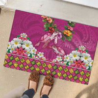 Hawaiian Lei Turtle and Plumeria Rubber Doormat Polynerian Art Tattoo-Plum Pink Color LT03 - Polynesian Pride