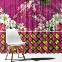 Hawaiian Lei Turtle and Plumeria Window Curtain Polynerian Art Tattoo-Plum Pink Color LT03 - Polynesian Pride