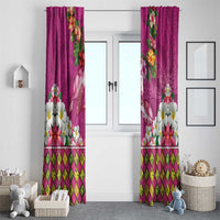 Hawaiian Lei Turtle and Plumeria Window Curtain Polynerian Art Tattoo-Plum Pink Color LT03 - Polynesian Pride