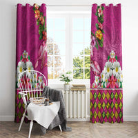 Hawaiian Lei Turtle and Plumeria Window Curtain Polynerian Art Tattoo-Plum Pink Color LT03 - Polynesian Pride