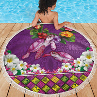 Hawaiian Lei Turtle and Plumeria Beach Blanket Polynerian Art Tattoo-Mauve Color LT03 - Polynesian Pride